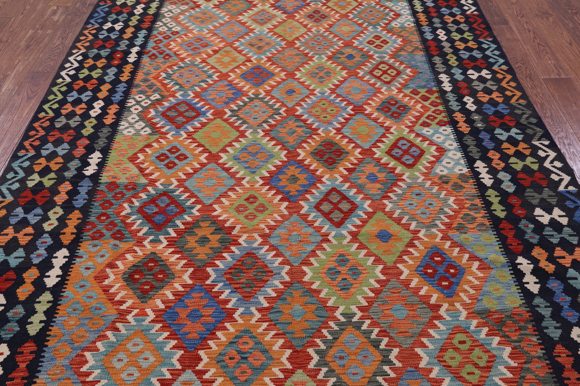 Reversible Kilim Flat Weave Wool On Wool Rug - 6' 9" X 9' 8" - Golden Nile