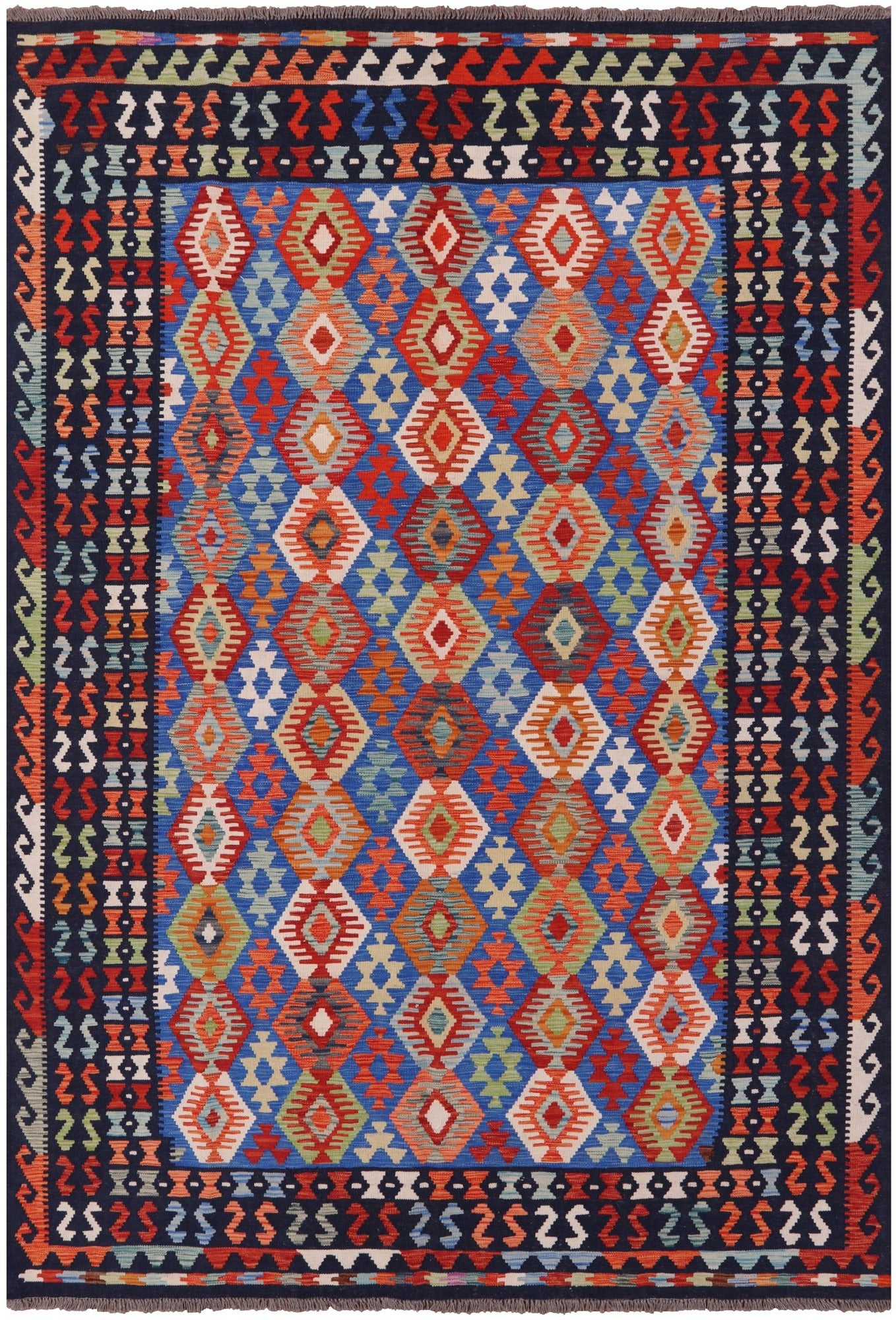Reversible Kilim Flat Weave Wool On Wool Rug - 6' 9" X 9' 9" - Golden Nile