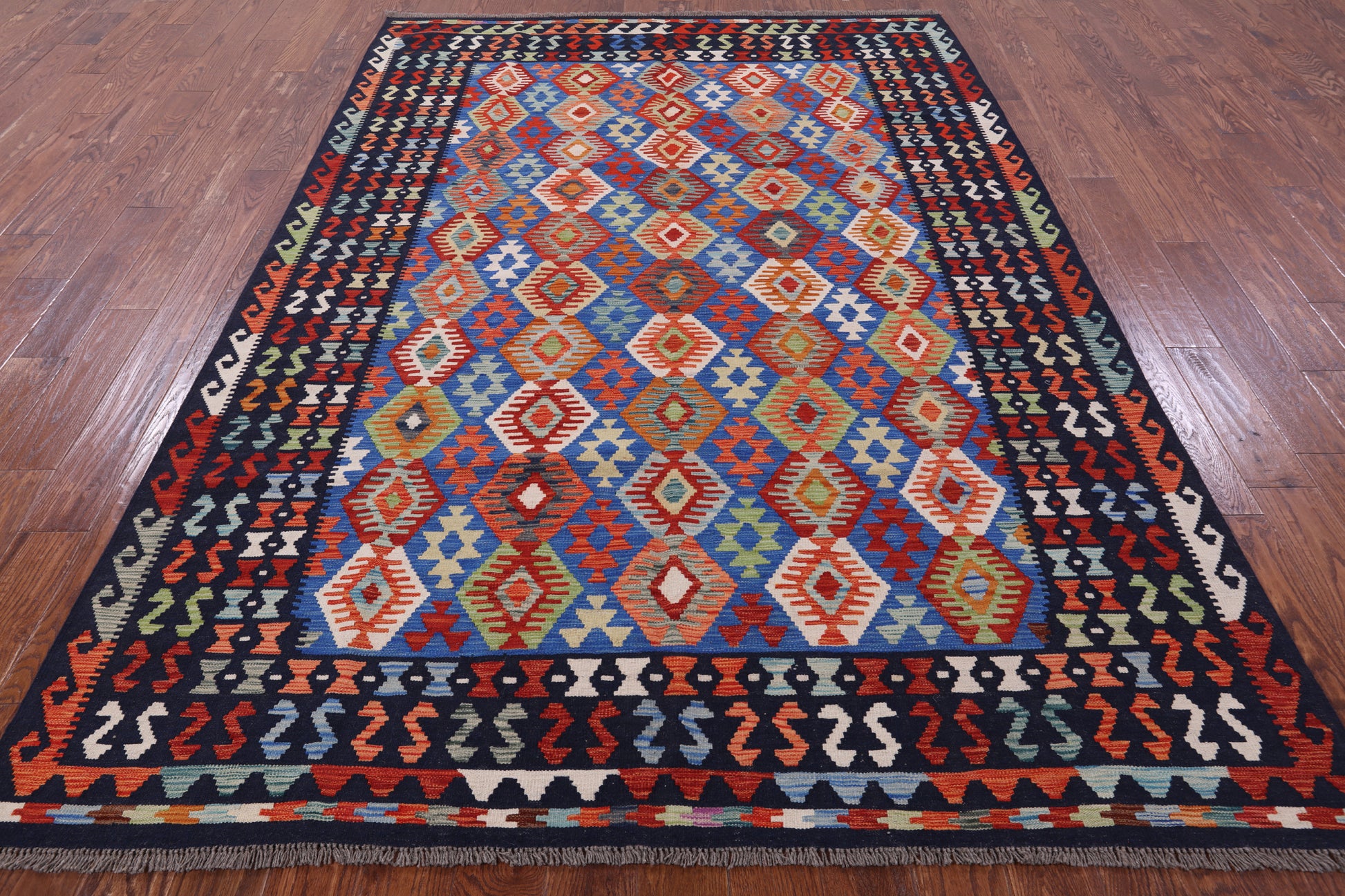 Reversible Kilim Flat Weave Wool On Wool Rug - 6' 9" X 9' 9" - Golden Nile