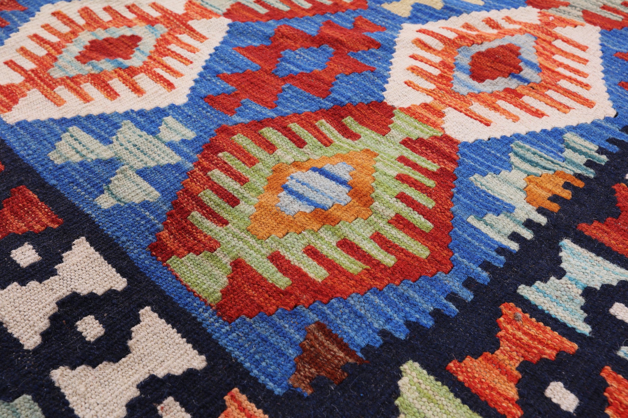 Reversible Kilim Flat Weave Wool On Wool Rug - 6' 9" X 9' 9" - Golden Nile