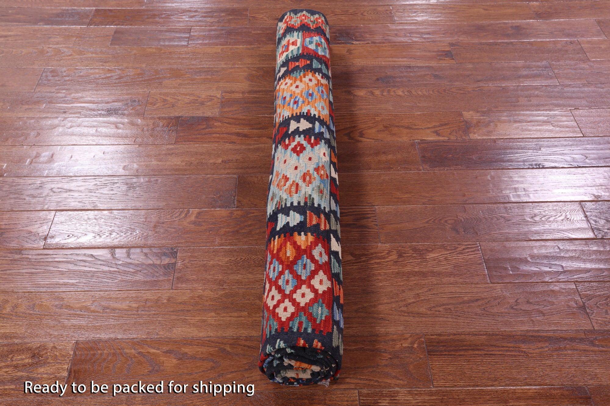 Reversible Kilim Flat Weave Wool on Wool Rug - 8' 3" X 9' 9" - Golden Nile