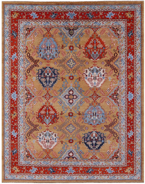 Super Kazak Hand Knotted Wool Rug - 8' 0" X 10' 0" - Golden Nile