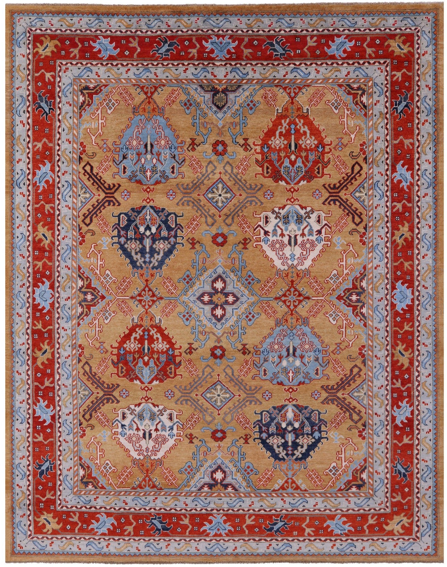 Super Kazak Hand Knotted Wool Rug - 8' 0" X 10' 0" - Golden Nile