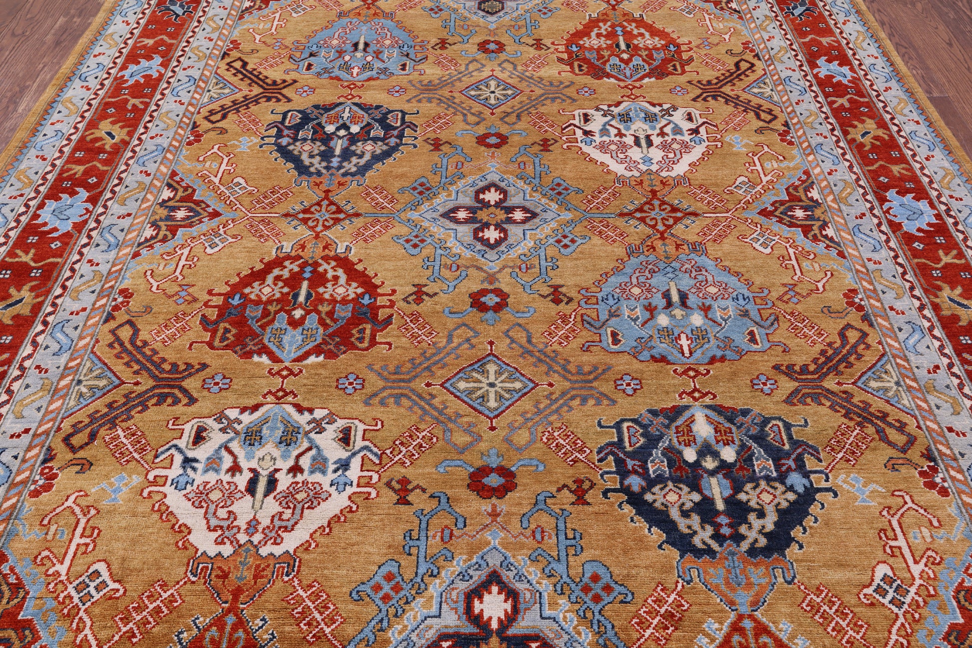 Super Kazak Hand Knotted Wool Rug - 8' 0" X 10' 0" - Golden Nile