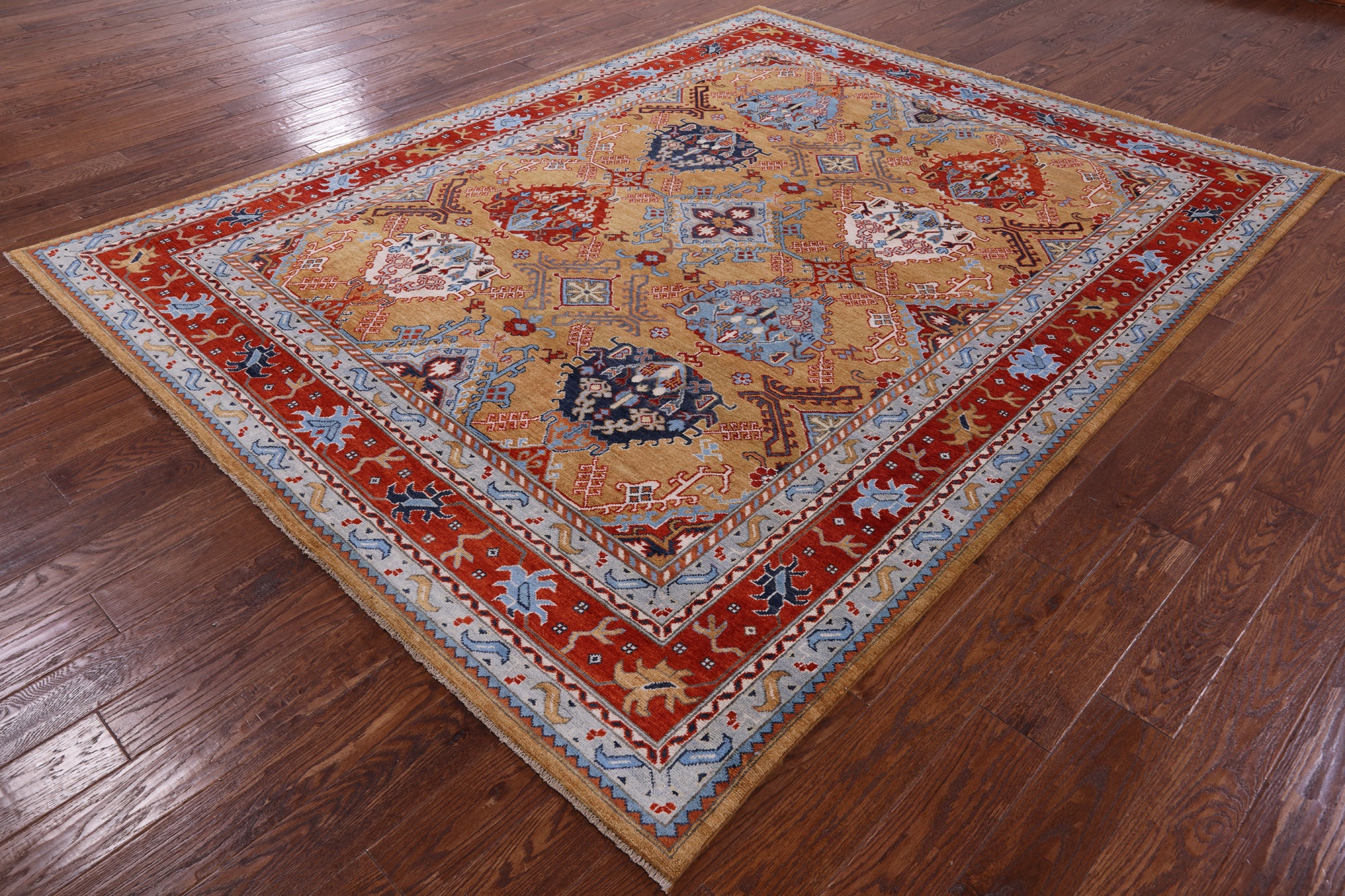 Super Kazak Hand Knotted Wool Rug - 8' 0" X 10' 0" - Golden Nile