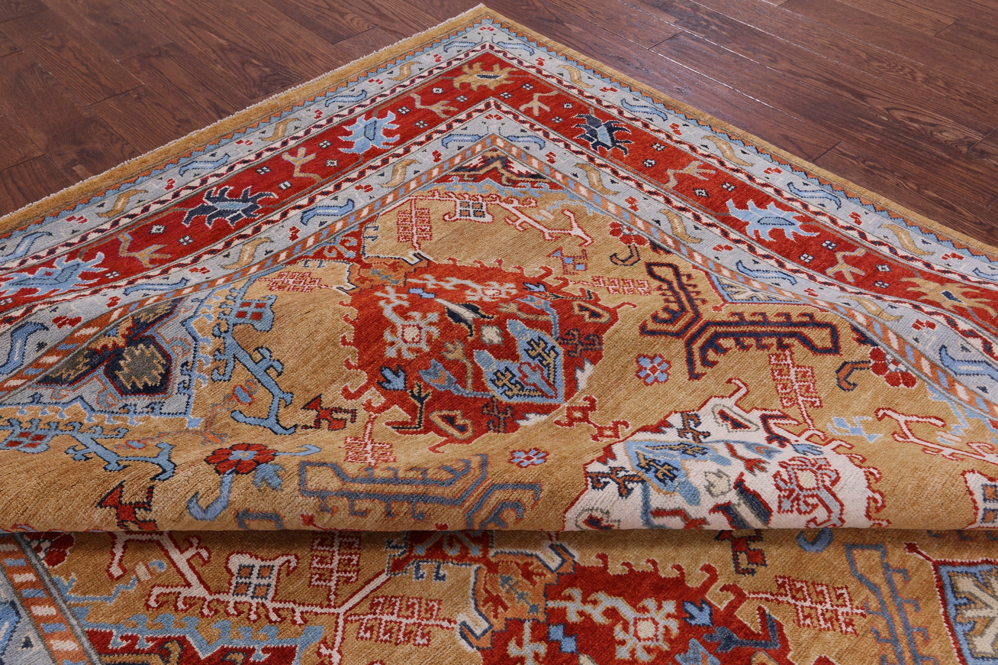 Super Kazak Hand Knotted Wool Rug - 8' 0" X 10' 0" - Golden Nile