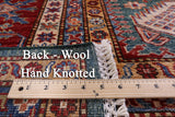 Green Super Kazak Hand Knotted Wool Rug - 9' 1" X 12' 6" - Golden Nile