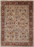 Ivory Persian Tabriz Hand Knotted Wool Rug - 12' 1" X 16' 3" - Golden Nile