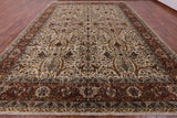 Ivory Persian Tabriz Hand Knotted Wool Rug - 12' 1" X 16' 3" - Golden Nile