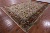 Ivory Persian Tabriz Hand Knotted Wool Rug - 12' 1" X 16' 3" - Golden Nile