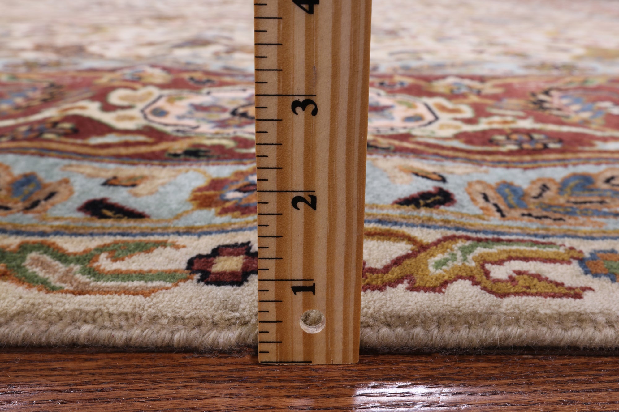 Ivory Persian Tabriz Hand Knotted Wool Rug - 12' 1" X 16' 3" - Golden Nile