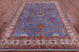 Blue Super Kazak Hand Knotted Wool Rug - 8' 2" X 10' 4" - Golden Nile