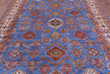 Blue Super Kazak Hand Knotted Wool Rug - 8' 2" X 10' 4" - Golden Nile