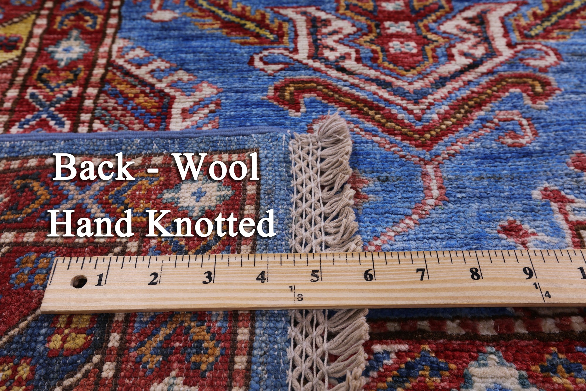 Blue Super Kazak Hand Knotted Wool Rug - 8' 2" X 10' 4" - Golden Nile