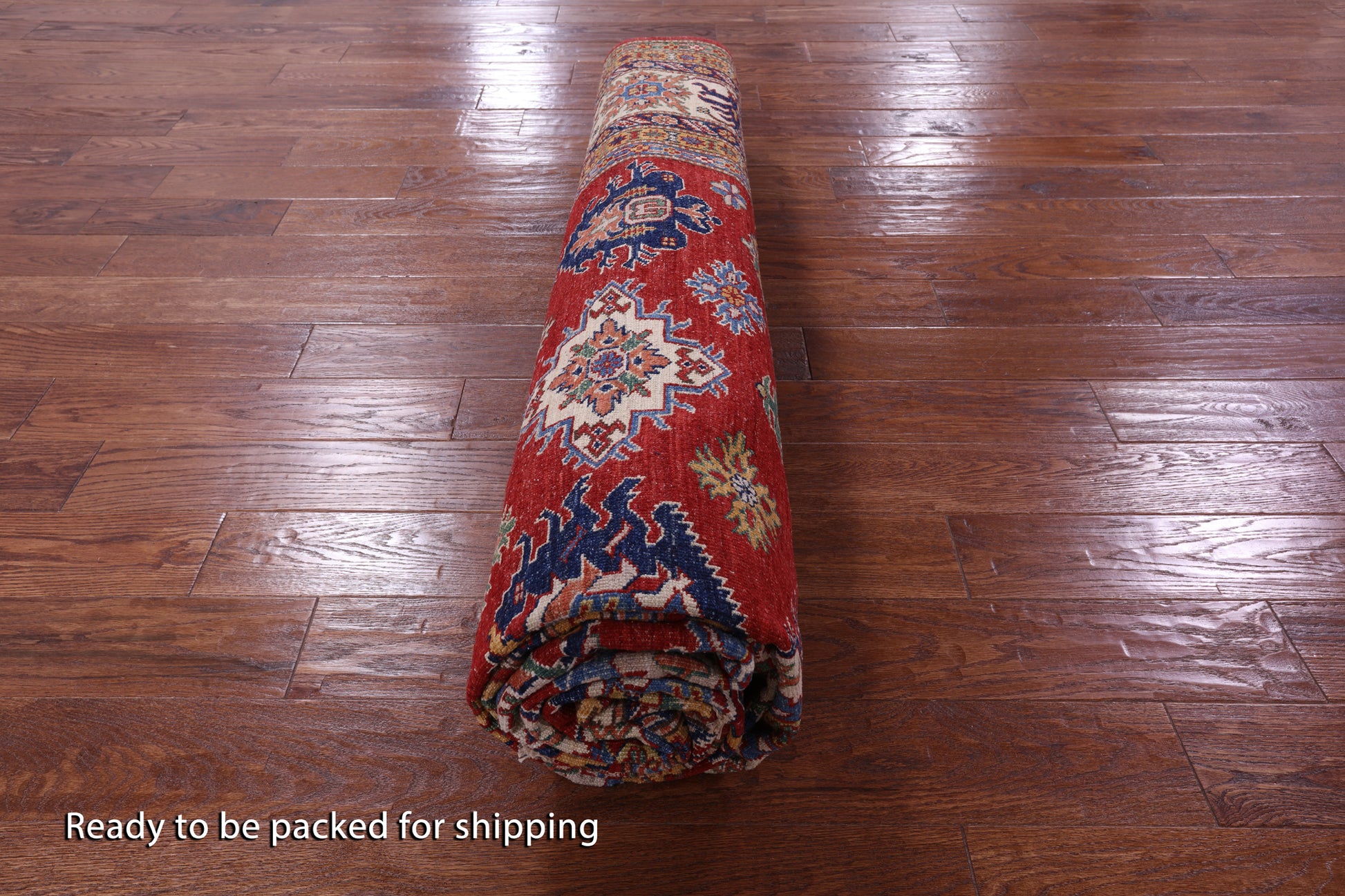 Red Super Kazak Hand Knotted Wool Rug - 8' 10" X 11' 9" - Golden Nile