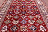 Red Super Kazak Hand Knotted Wool Rug - 8' 10" X 11' 9" - Golden Nile