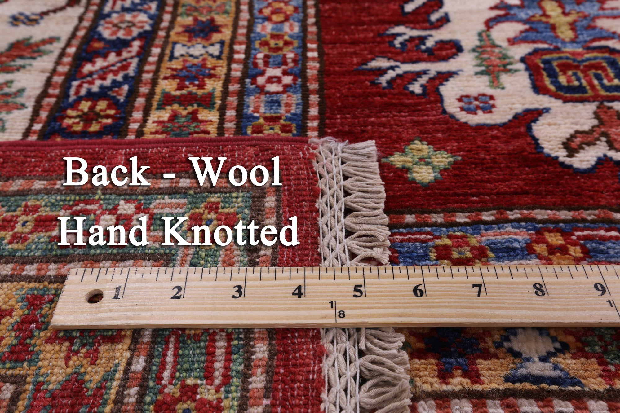 Red Super Kazak Hand Knotted Wool Rug - 8' 10" X 11' 9" - Golden Nile