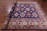 Blue Super Kazak Hand Knotted Wool Rug - 9' 5" X 12' 9" - Golden Nile