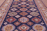 Blue Super Kazak Hand Knotted Wool Rug - 9' 5" X 12' 9" - Golden Nile