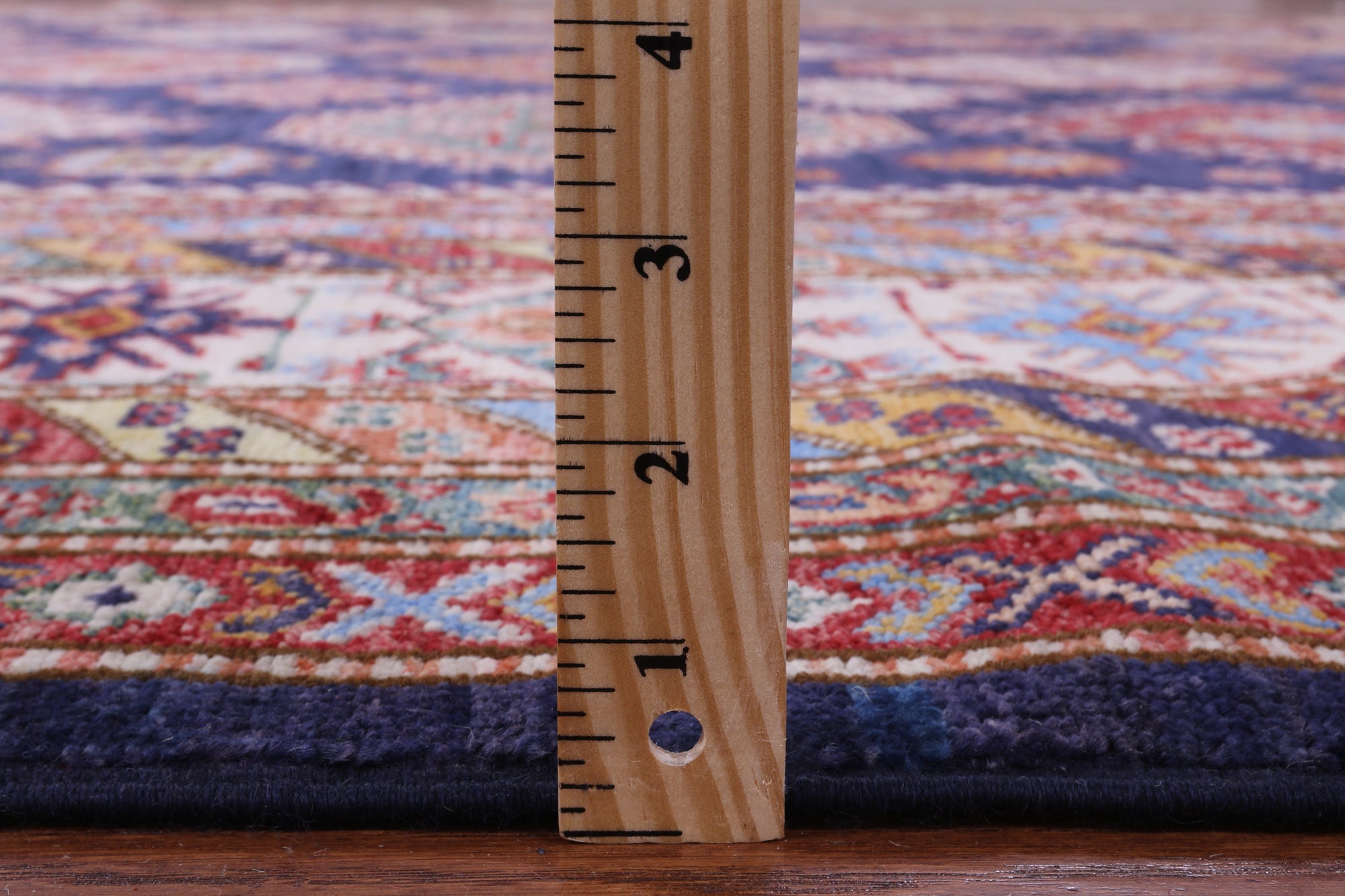 Blue Super Kazak Hand Knotted Wool Rug - 9' 5" X 12' 9" - Golden Nile