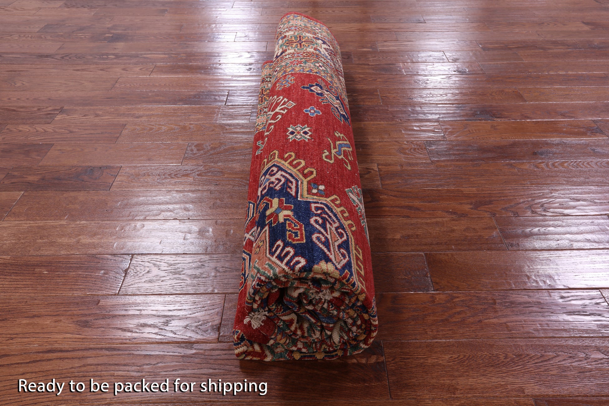 Red Super Kazak Hand Knotted Wool Rug - 9' 0" X 12' 0" - Golden Nile