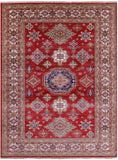 Red Super Kazak Hand Knotted Wool Rug - 9' 0" X 12' 0" - Golden Nile