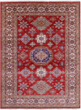 Red Super Kazak Hand Knotted Wool Rug - 9' 0" X 12' 0" - Golden Nile