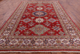 Red Super Kazak Hand Knotted Wool Rug - 9' 0" X 12' 0" - Golden Nile