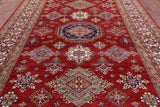 Red Super Kazak Hand Knotted Wool Rug - 9' 0" X 12' 0" - Golden Nile