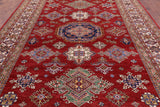 Red Super Kazak Hand Knotted Wool Rug - 9' 0" X 12' 0" - Golden Nile