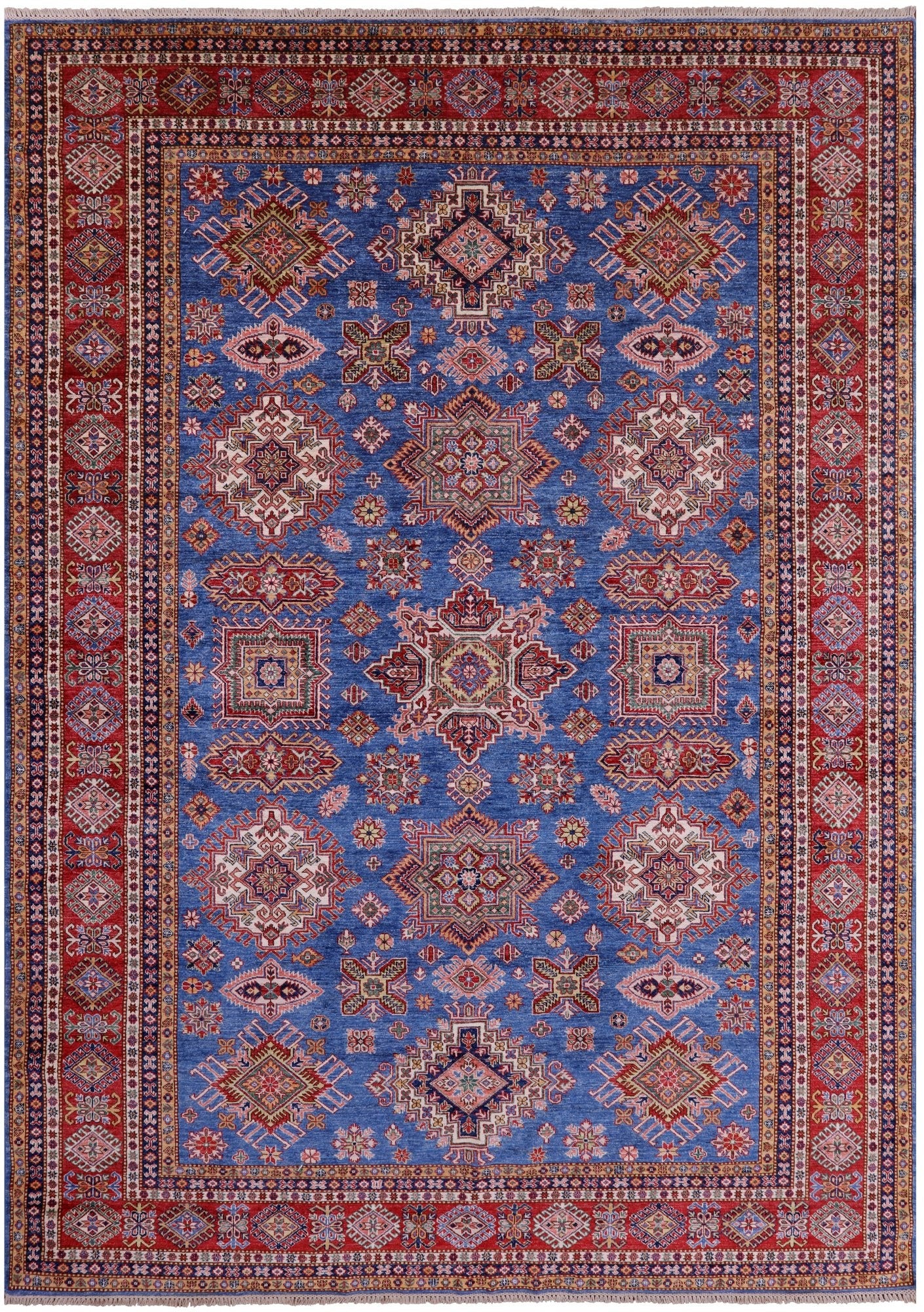 Blue Super Kazak Hand Knotted Wool Rug - 8' 10" X 12' 5" - Golden Nile