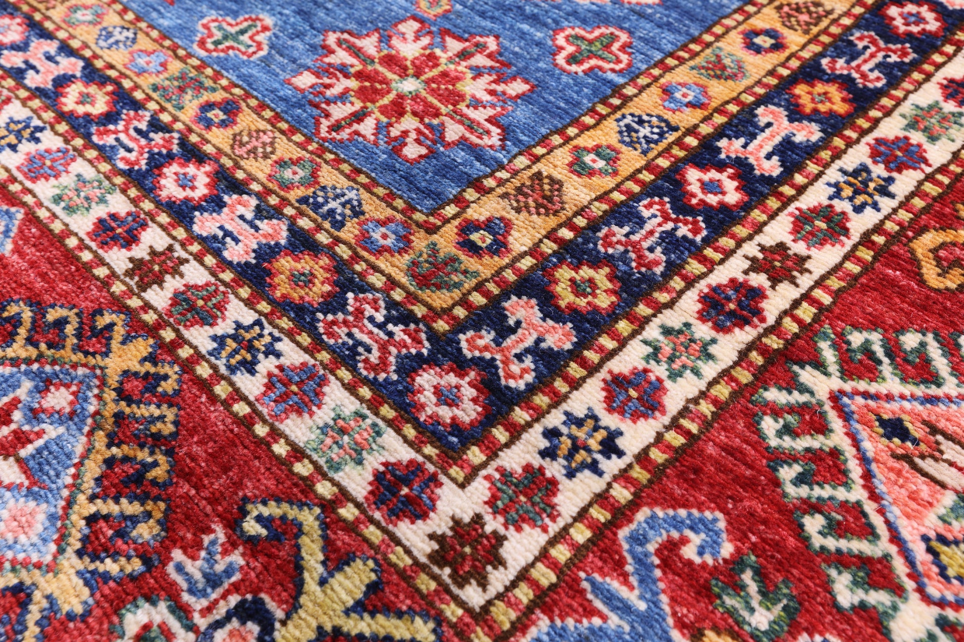 Blue Super Kazak Hand Knotted Wool Rug - 8' 10" X 12' 5" - Golden Nile