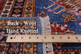 Blue Super Kazak Hand Knotted Wool Rug - 8' 10" X 12' 5" - Golden Nile