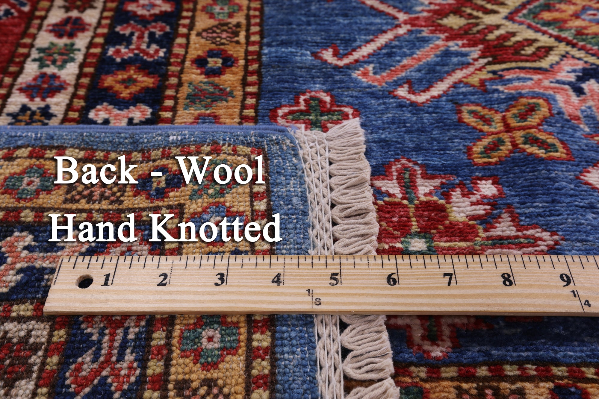 Blue Super Kazak Hand Knotted Wool Rug - 8' 10" X 12' 5" - Golden Nile