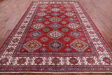 Red Super Kazak Hand Knotted Wool Rug - 8' 8" X 12' 2" - Golden Nile