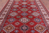 Red Super Kazak Hand Knotted Wool Rug - 8' 8" X 12' 2" - Golden Nile