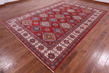 Red Super Kazak Hand Knotted Wool Rug - 8' 8" X 12' 2" - Golden Nile