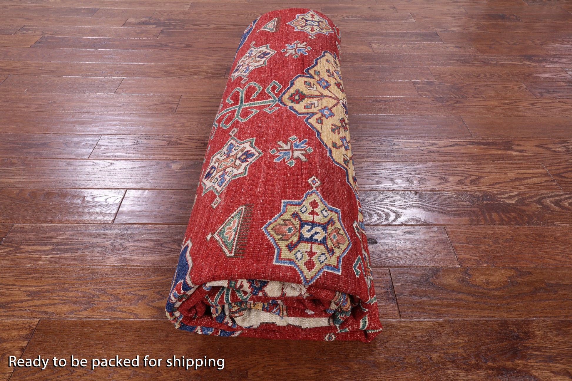 Red Super Kazak Hand Knotted Wool Rug - 10' 2" X 14' 4" - Golden Nile