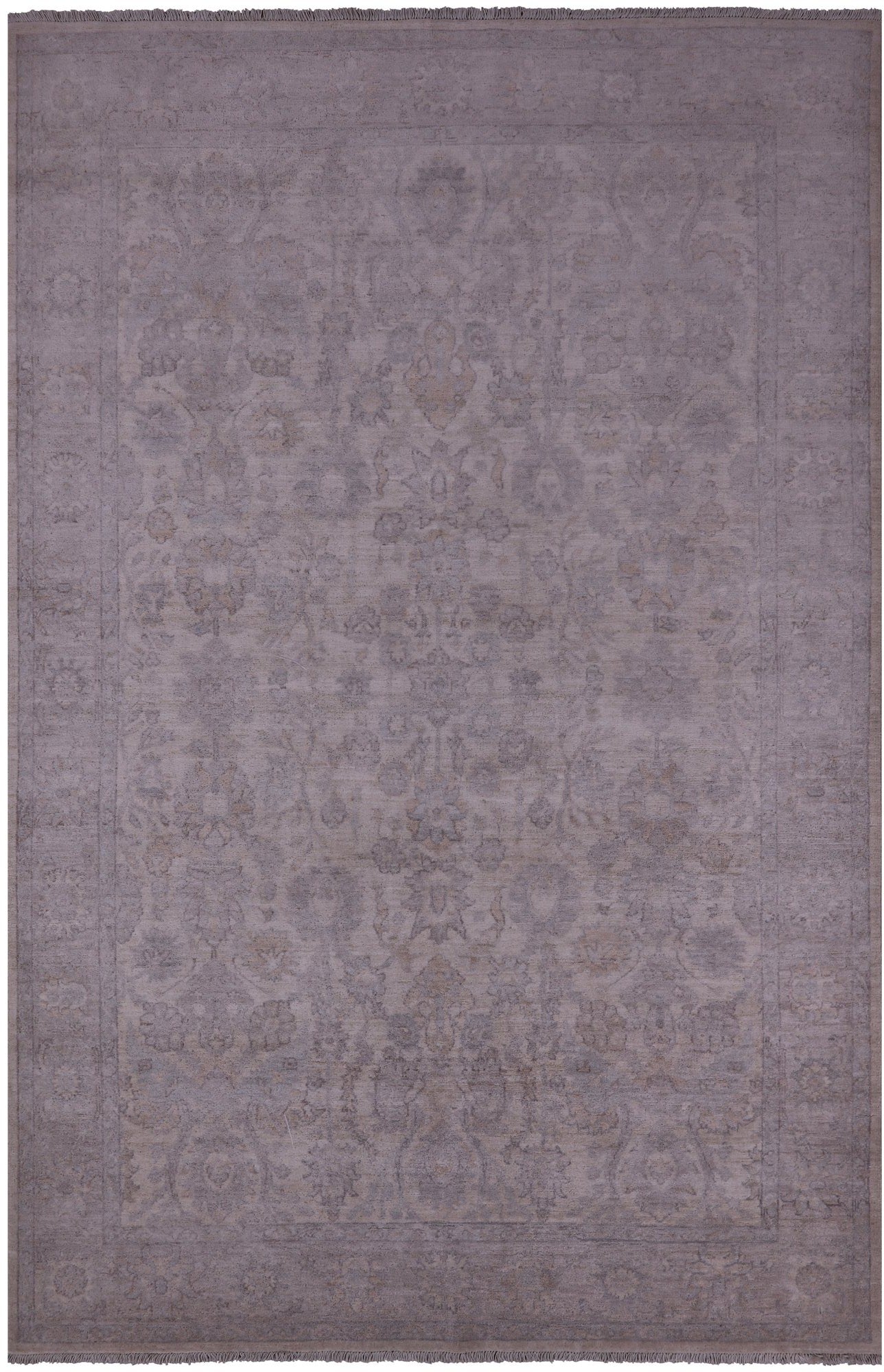 White Wash Peshawar Hand Knotted Wool Rug - 6' 0" X 9' 2" - Golden Nile