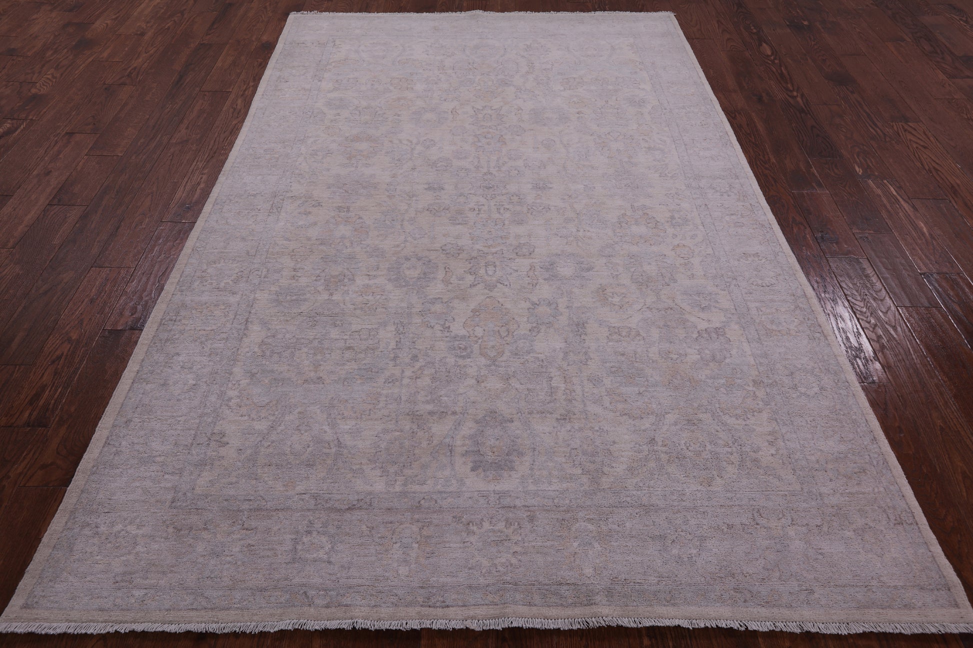 White Wash Peshawar Hand Knotted Wool Rug - 6' 0" X 9' 2" - Golden Nile