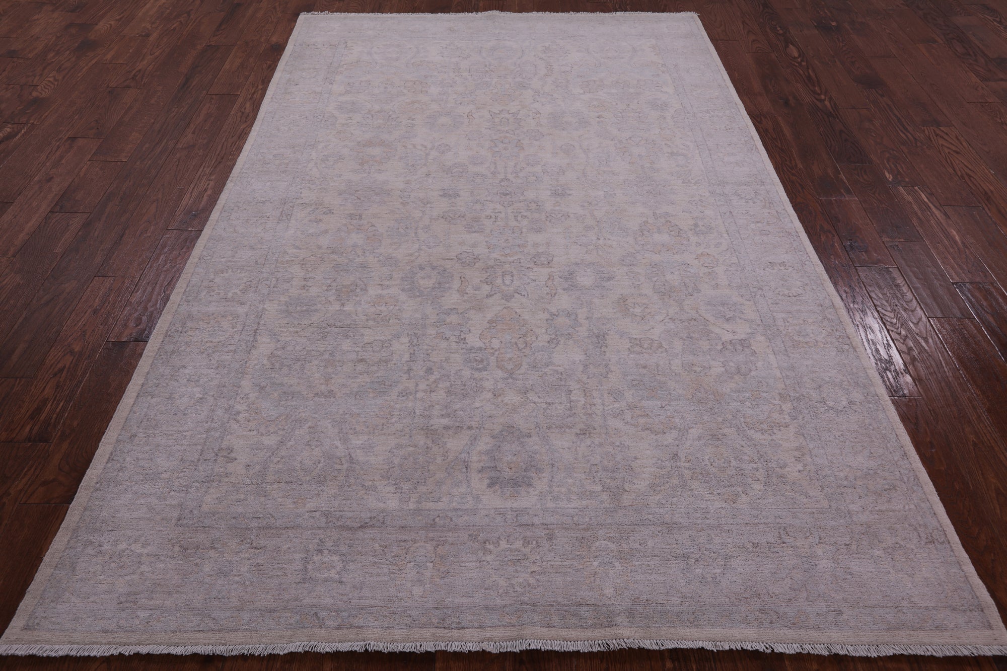 White Wash Peshawar Hand Knotted Wool Rug - 6' 0" X 9' 2" - Golden Nile