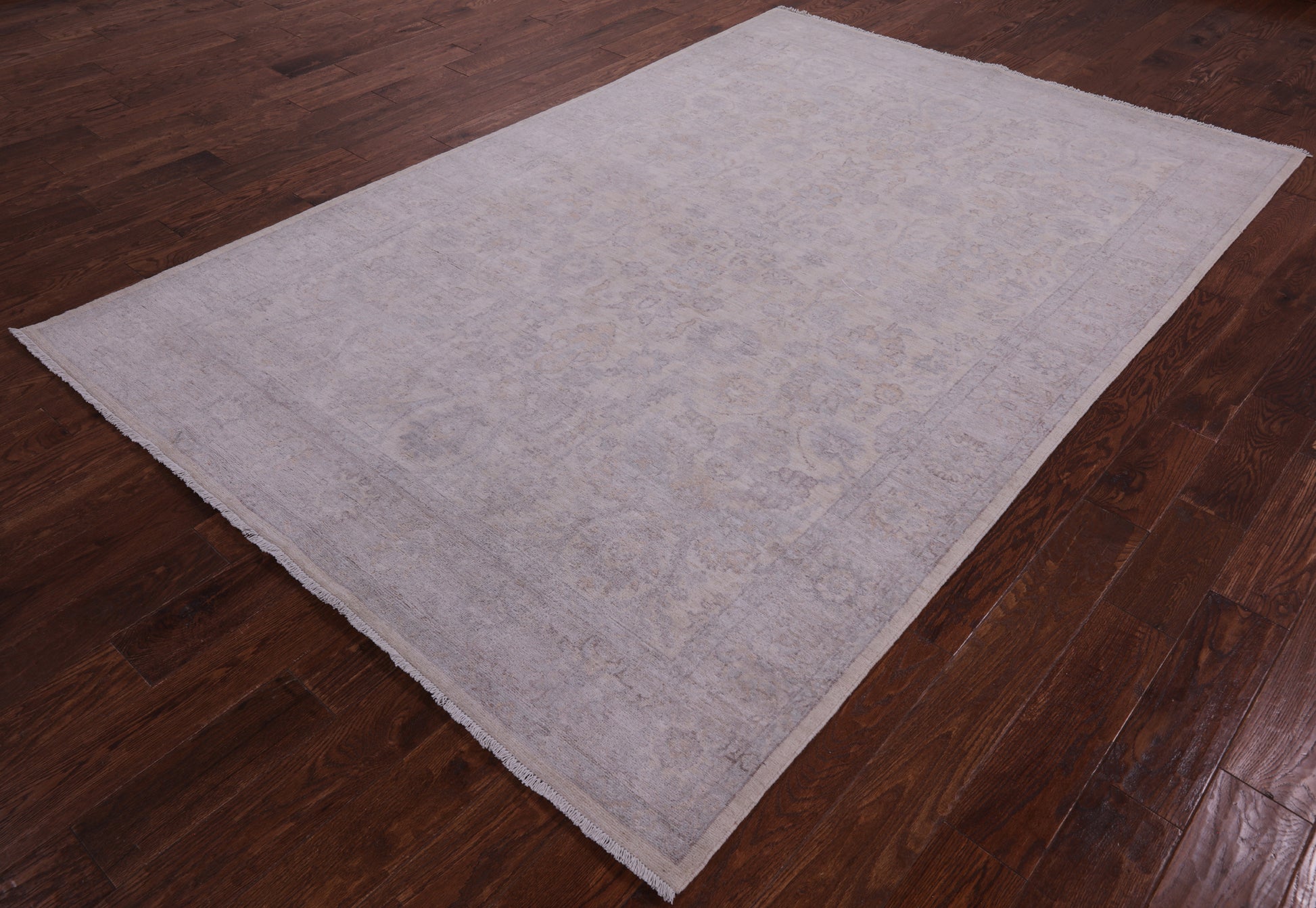 White Wash Peshawar Hand Knotted Wool Rug - 6' 0" X 9' 2" - Golden Nile
