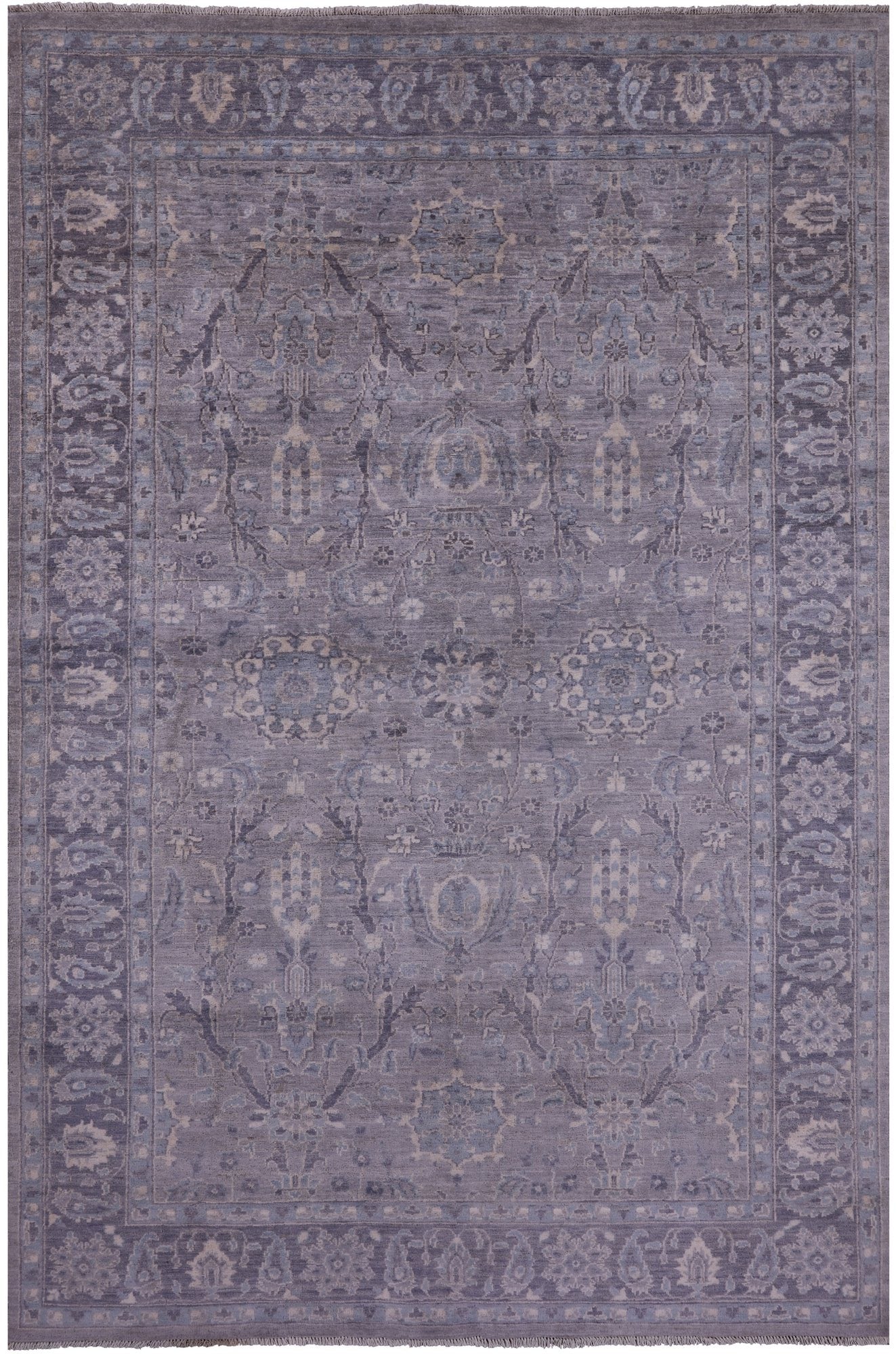 Grey Persian Fine Serapi Hand Knotted Wool Rug - 6' 1" X 9' 0" - Golden Nile