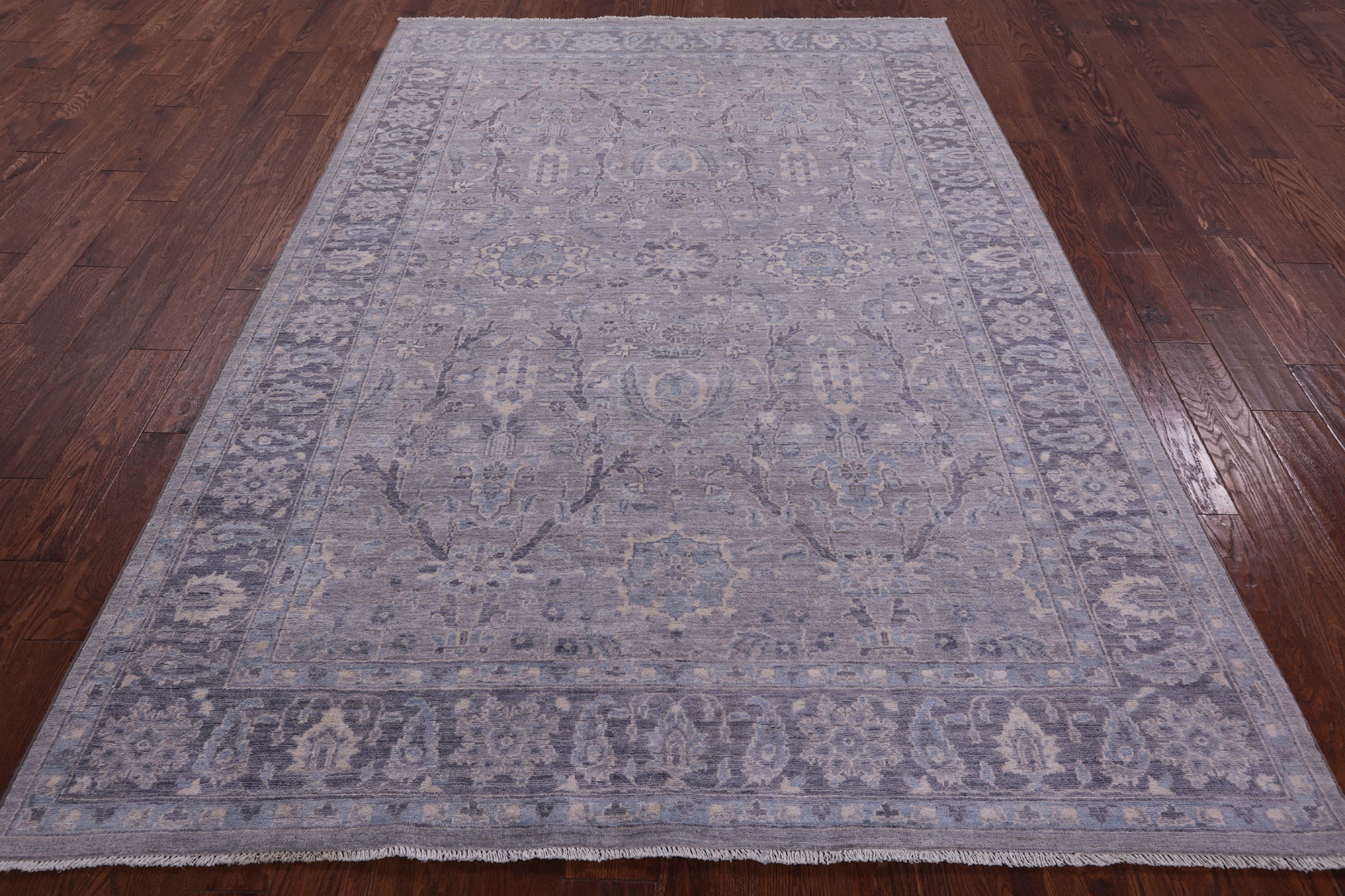 Grey Persian Fine Serapi Hand Knotted Wool Rug - 6' 1" X 9' 0" - Golden Nile