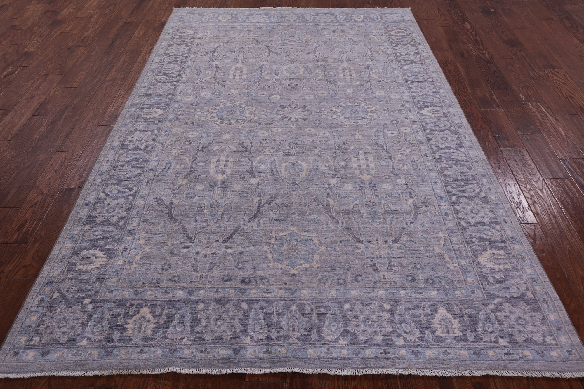 Grey Persian Fine Serapi Hand Knotted Wool Rug - 6' 1" X 9' 0" - Golden Nile