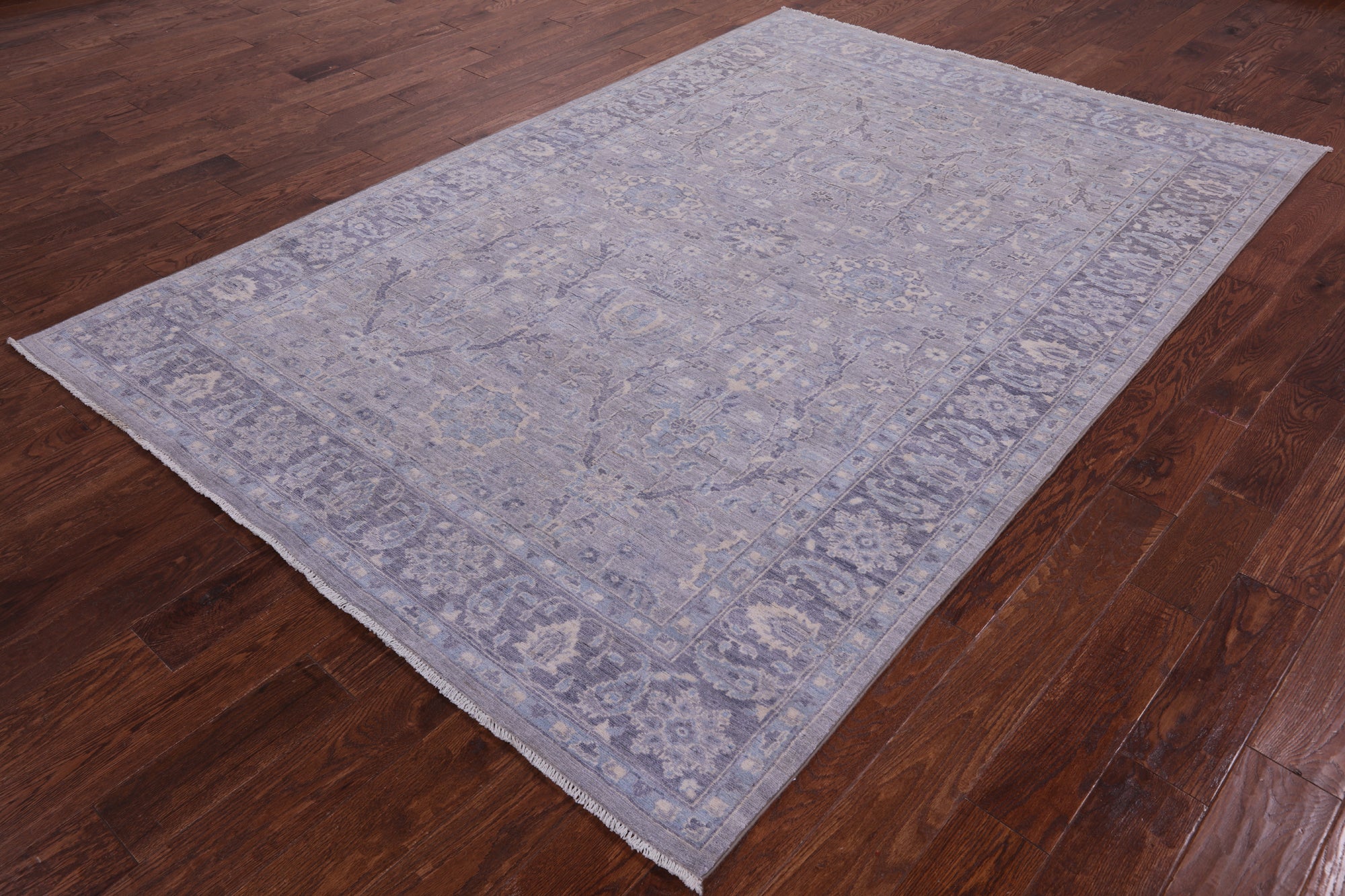 Grey Persian Fine Serapi Hand Knotted Wool Rug - 6' 1" X 9' 0" - Golden Nile