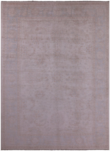 Ivory White Wash Peshawar Hand Knotted Wool Rug - 10' 0" X 13' 8" - Golden Nile
