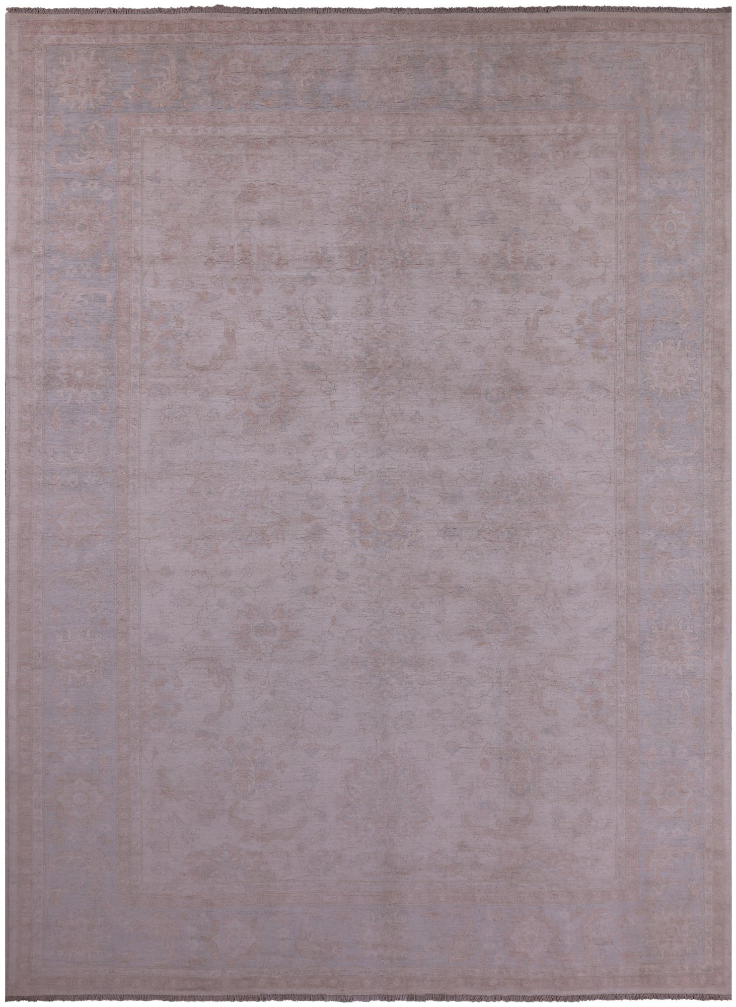 Ivory White Wash Peshawar Hand Knotted Wool Rug - 10' 0" X 13' 8" - Golden Nile