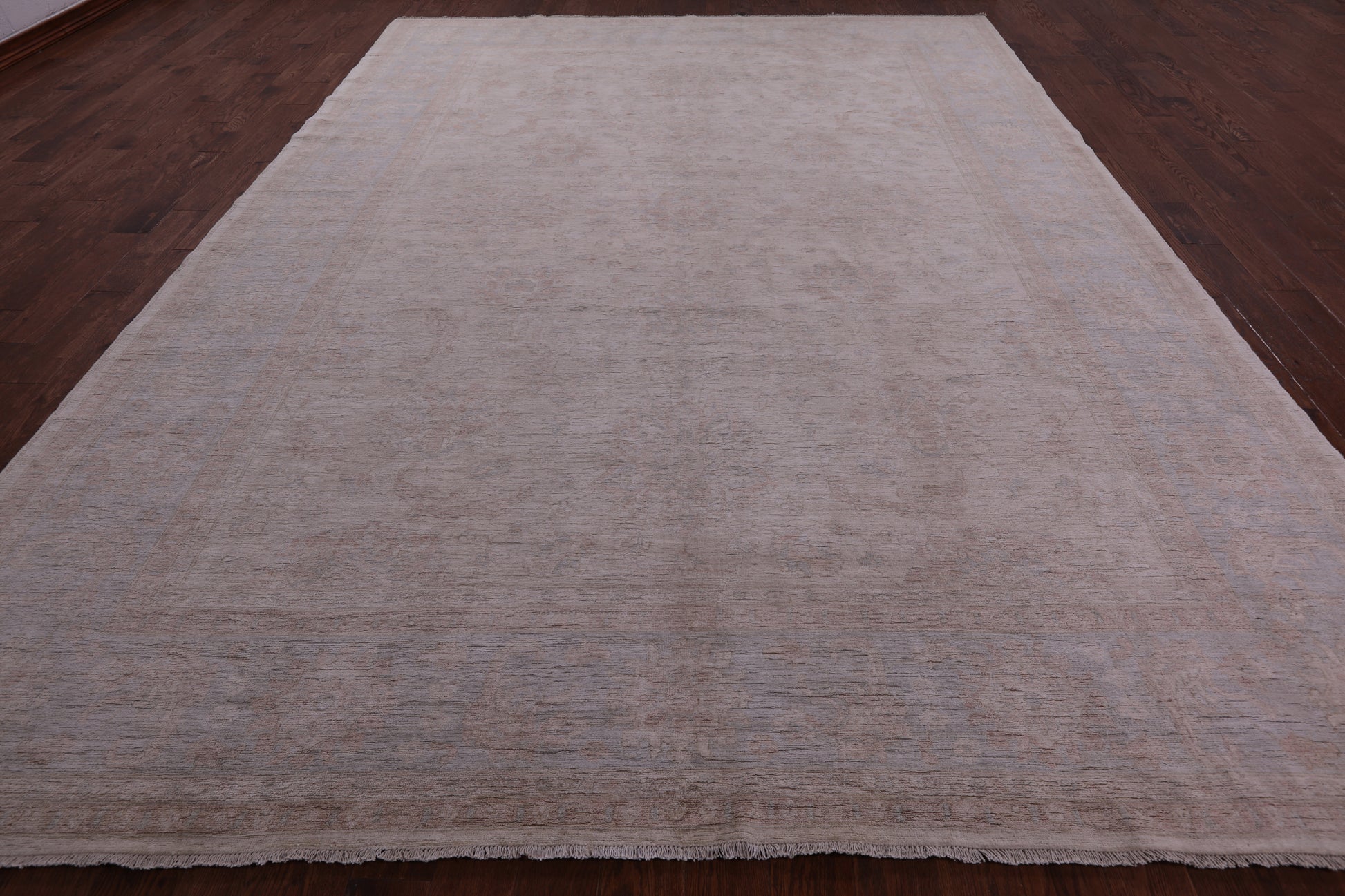 Ivory White Wash Peshawar Hand Knotted Wool Rug - 10' 0" X 13' 8" - Golden Nile