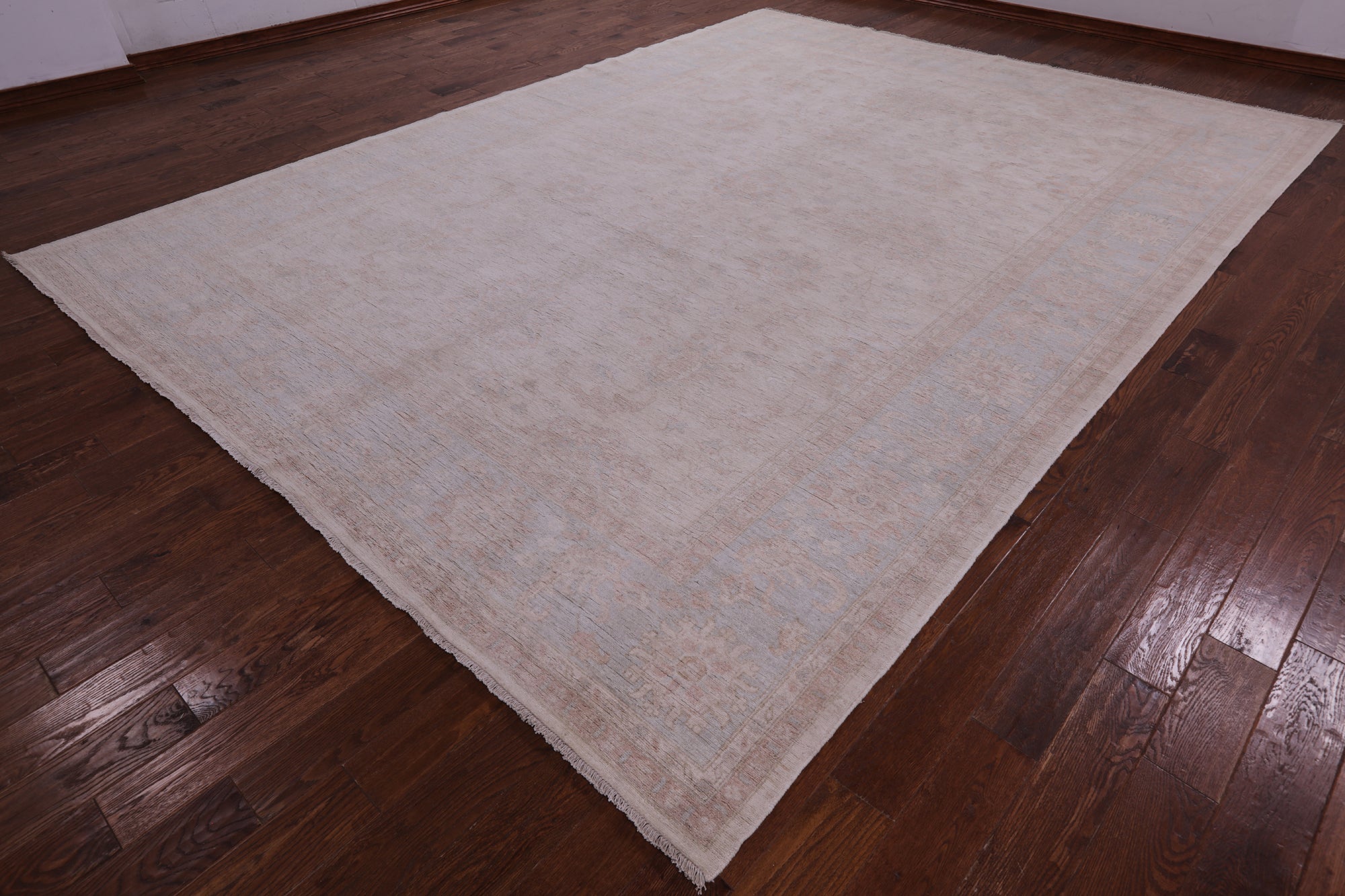 Ivory White Wash Peshawar Hand Knotted Wool Rug - 10' 0" X 13' 8" - Golden Nile